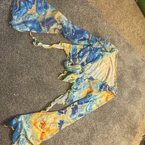 Sheer going out, tie and long sleeve top